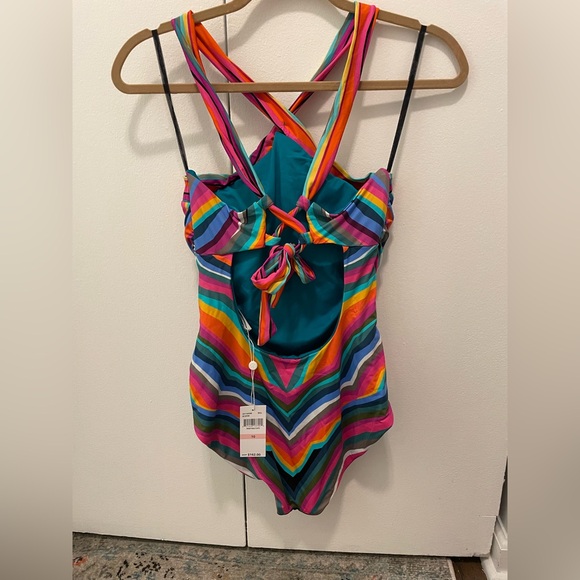 NWT Trina Turk Vibrant Striped One-Piece Reversible Swimsuit - Picture 6 of 7
